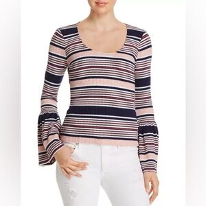 NWT Splendid Striped Flare Bell Sleeve Ribbed Knit Sweater Top Size Medium